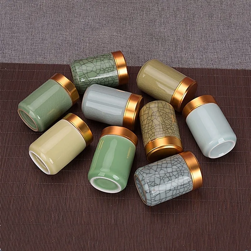 Ceramic Tea Caddy Mini Storage Boxes Sealed Coffee Powder Cans Tea Leaves Container Portable Tea box Organizer Fine tea set