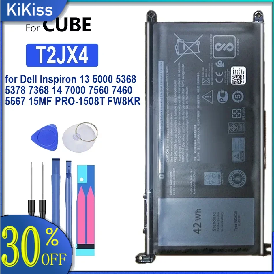 

Аккумулятор T2JX4,3CRH 3 3600 мАч для Dell Inspiron 13 5000 5368 5378 7368 7368 14 7000 7560 7460 5567 + отслеживание
