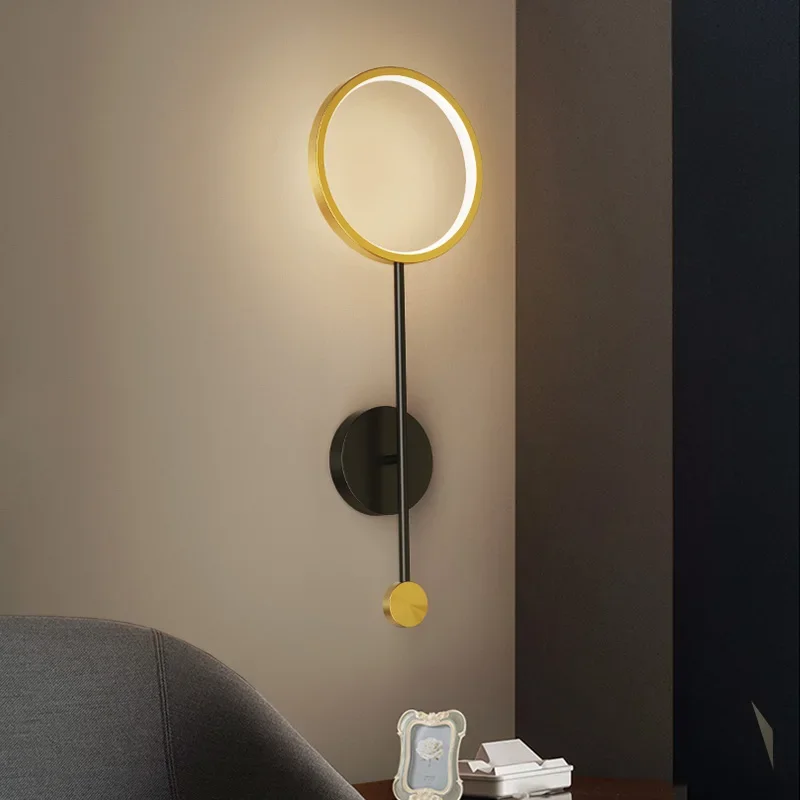 

FSS Modern Golden Wall Lamp Bedroom Bedside Nordic Living room Background Wall Lamp Corridor Aisle Light Luxury LED Wall Lamp