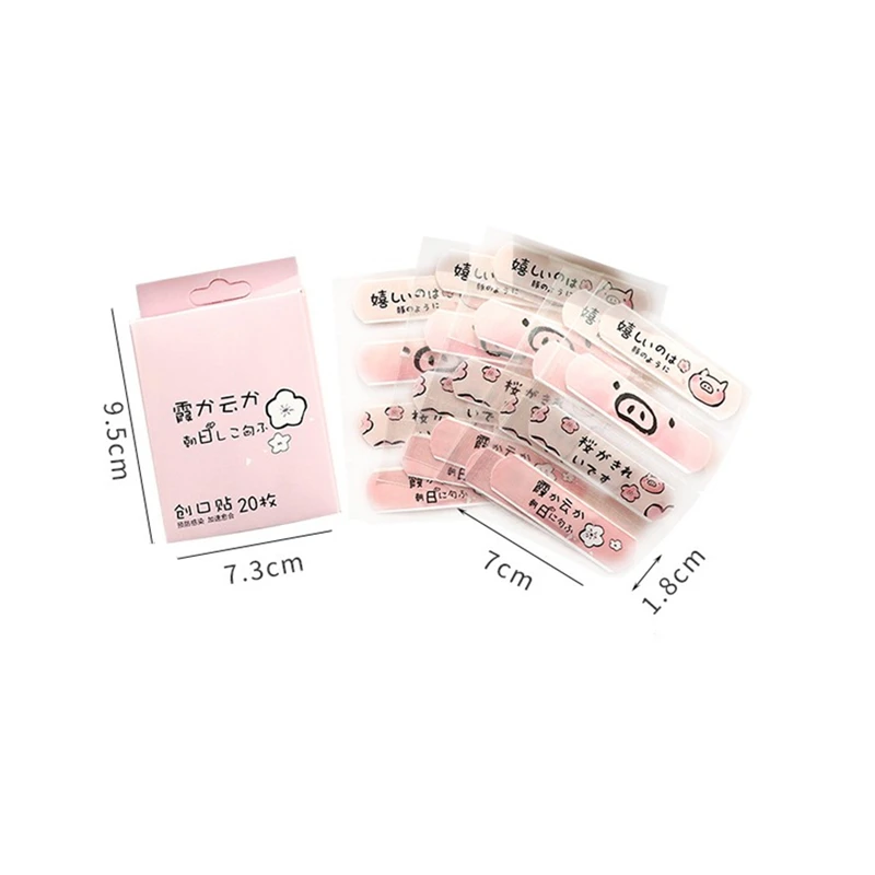 20pcs/box Waterproof Bandages First Aid Hemostasis Band Aid Stickers Cute Cartoon Animals Pig Plaster Wound Emergency Kit
