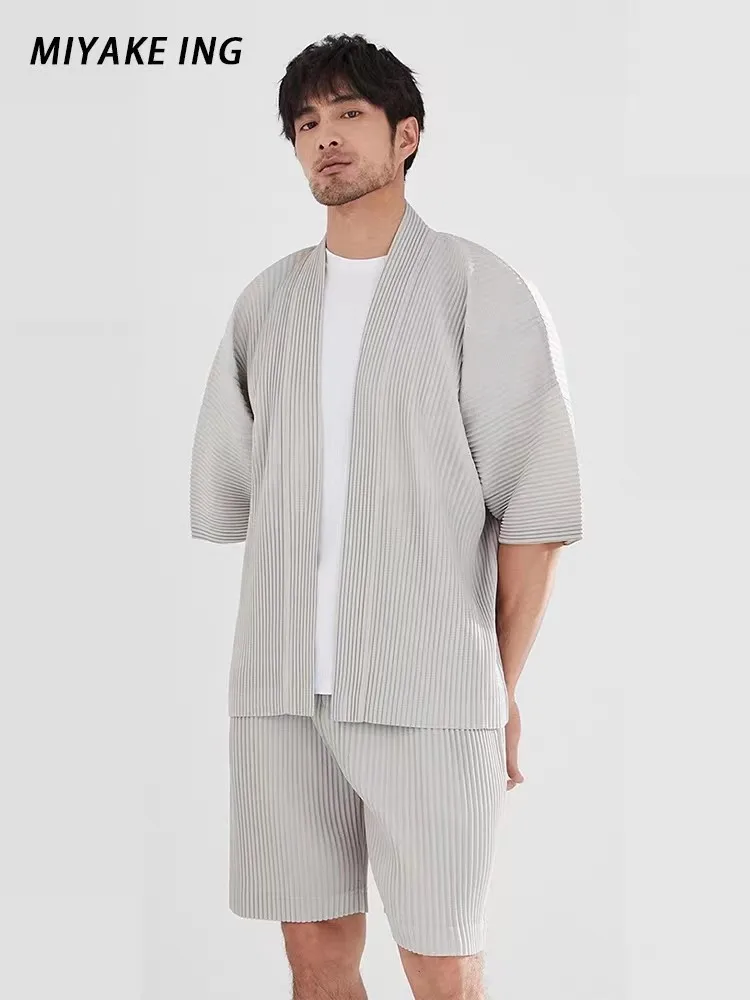 Miyake Fold 2024 Spring New Half Sleeve Suit Daopao Loose Large Size Short Sleeve Logo Coat 4