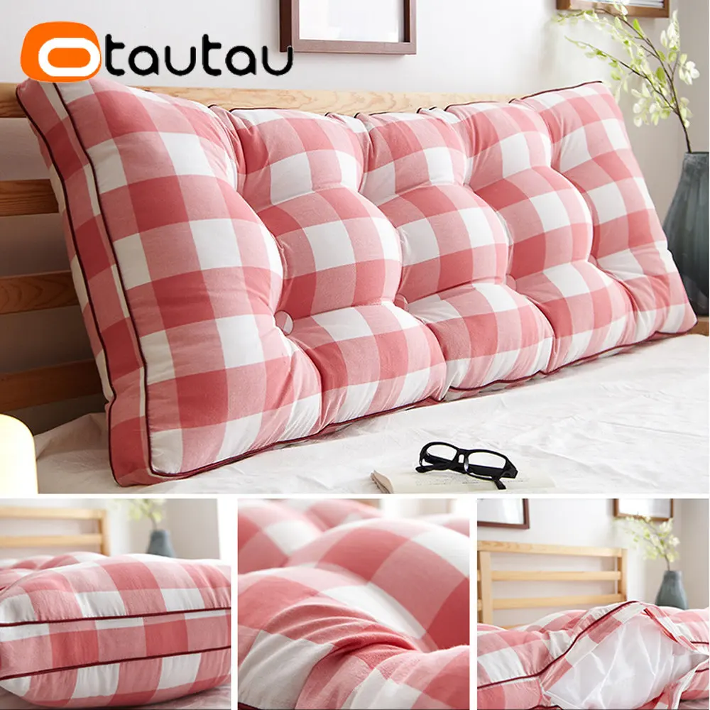 OTAUTAU 100% 순수 코튼 침대 쿠션(필링 헤드보드 시트 백 쿠션 등받이 롱 바디 베개 홈 장식 세탁 가능)