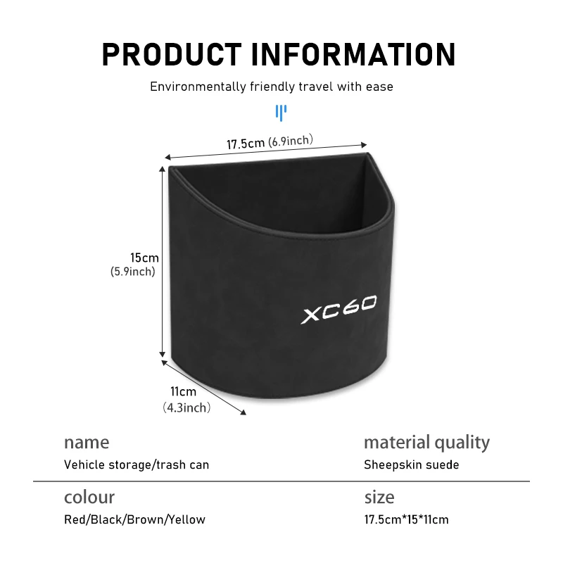 Car Seat Trash Can Hanging Auto Dust Garbage Box Accessories For Volvo V40 V50 V60 V70 V90 XC40 XC60 XC70 XC90 S60 S80 S90