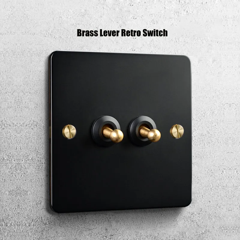 Retro-Wall-Light-Switch-1-4-Gang-2-Way-Brass-Lever-Toggle-Switch-Black ...