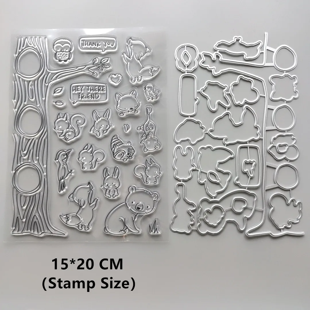 2022 New Tree Animals Clear Stamps And Metal Cutting Dies Diy
