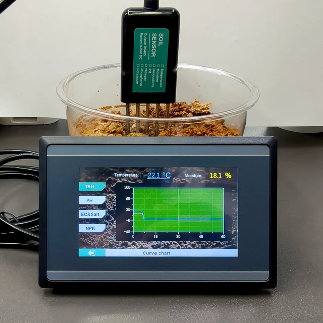 Soil Moisture Temperature Humidity EC PH Salinity NPK 8 in 1 Sensor with HMI Touch Screen Kit 4