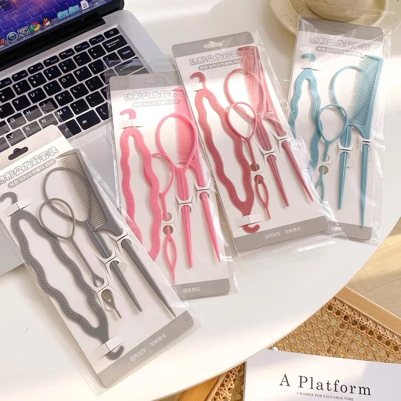 여성과 소녀를 위한 4피스 매직 헤어스타일 도구 세트 DIY, 브레이드, 트위스트, 브레이드, 머리핀, 헤어 액세서리