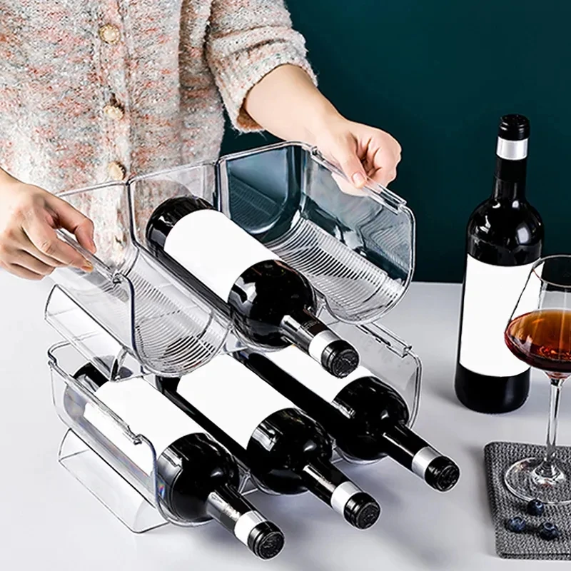 TransparentWineRackStorageUniversalStackableWineBottleHolder