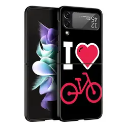 Mountain Bike Art Phone Case - Black Hard Folding Cover for Galaxy Z Flip 4 (A1)