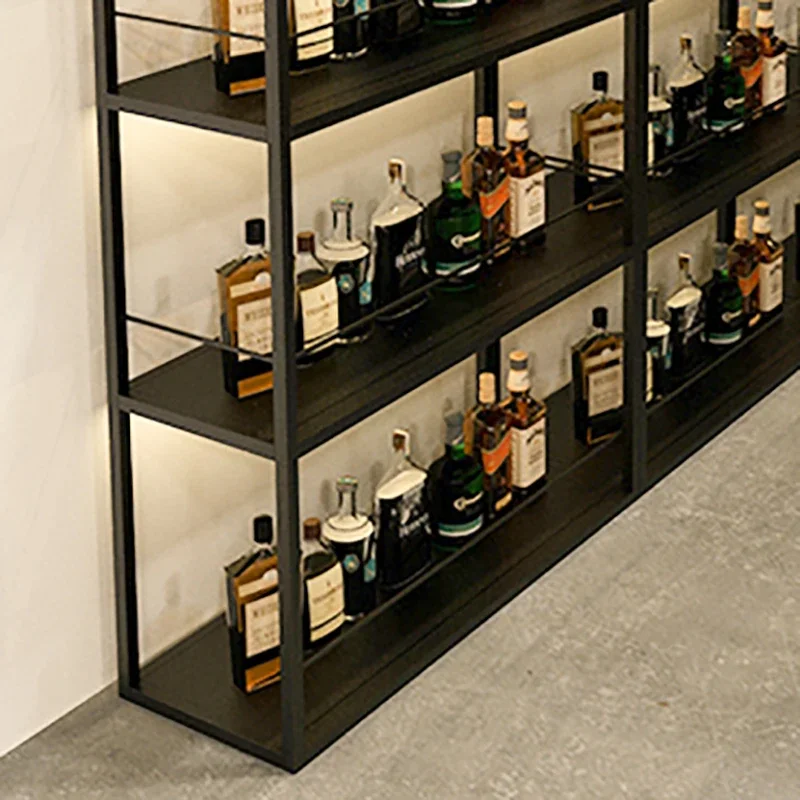 Iron Floor Wine Rack Black Mordern Organizer Cupboard Kitchen Wine Holders Commercial Display Stand Vitrina Rack Cheap