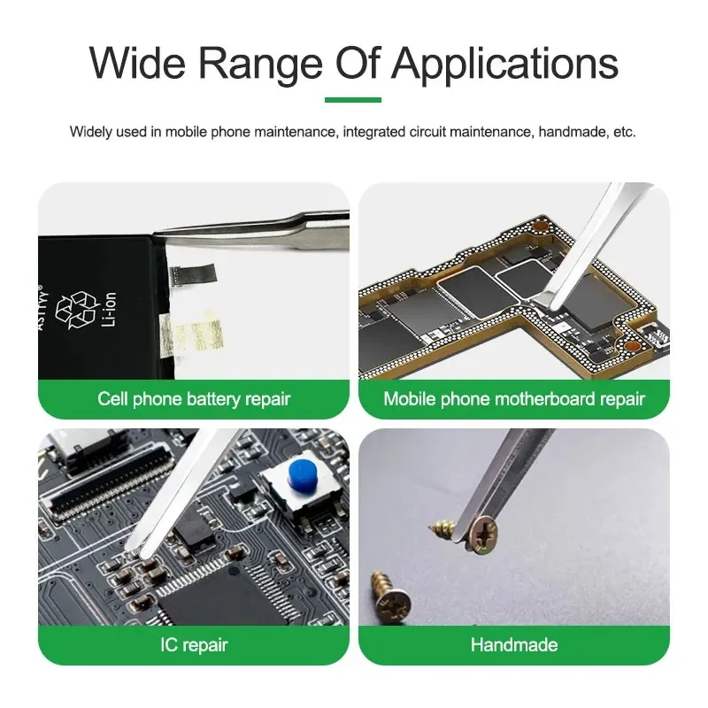 RELIFE ST-13 High Precision Tweezers Flat Round Electric Components Tight Clamping Maintenance Clips for Mobile Phone Repair