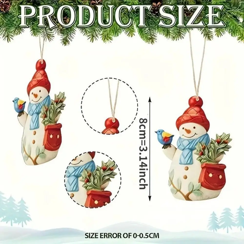 18Pcs Painted Design Wooden Snowman Pendant with Lanyard Cartoon Style Christmas Hanging Ornament Decorative Set Versatile