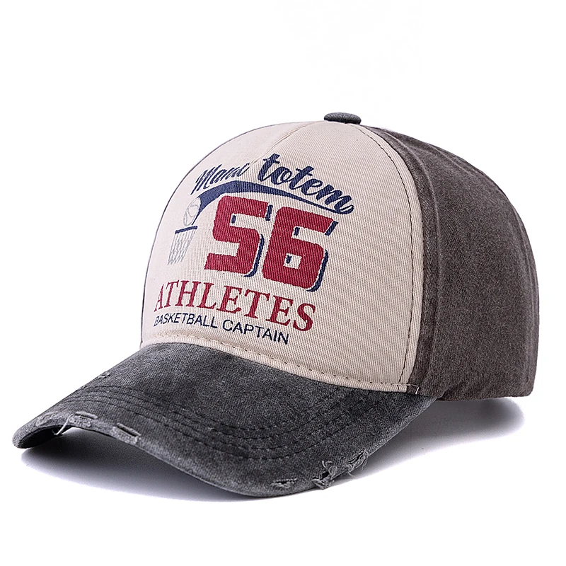 Unisex Vintage Washed Cotton Baseball Cap BASKETBALL CAPTAIN 56 Letter Embroidery Men And Women Outdoor Sports Hat