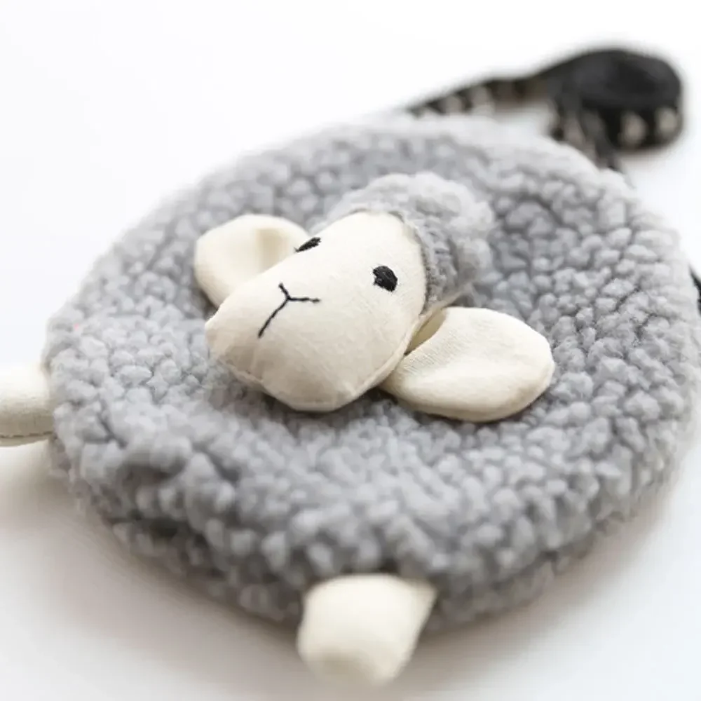 Cute Sheep Shape Crossbody Bag for Girls Toddler Mini Coin Purse Wallet Crossbody Bag for Kids Plush Soft Sweet Purses Organizer