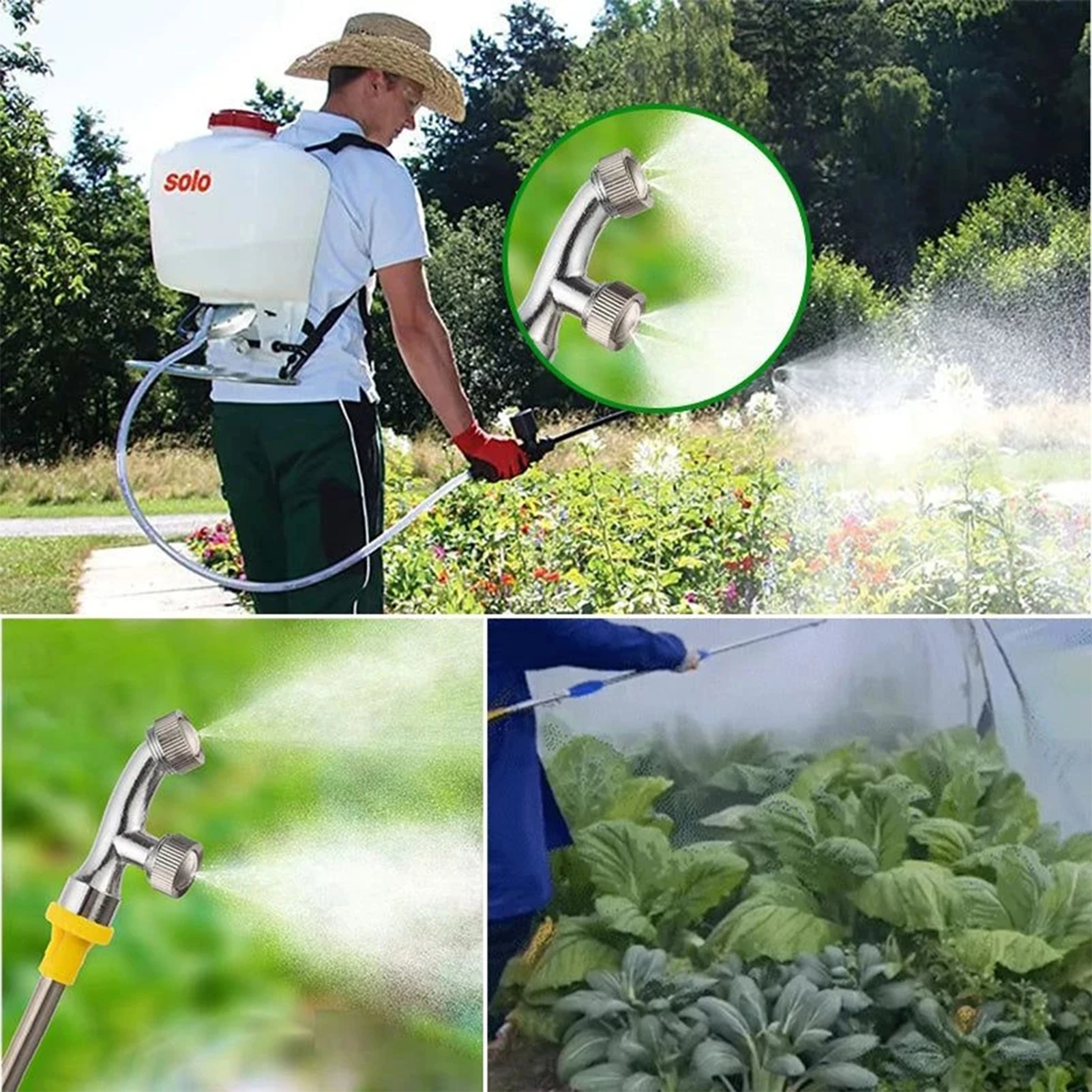 Agricultural Atomizing Sprayer Nozzle Single/Double/Three Holes Nozzle Head Garden Lawn Irrigation Pesticide Spraying Sprinkler
