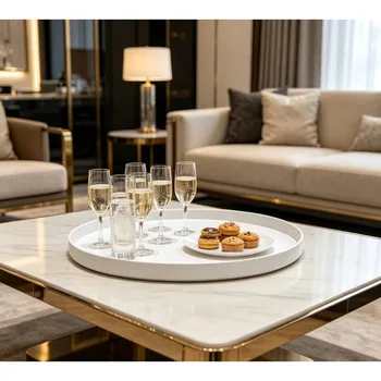 (White) Organizer per armadietto, cucina, bagno, cosmetici, vassoio girevole, porta spezie antiscivolo, piatto rotondo