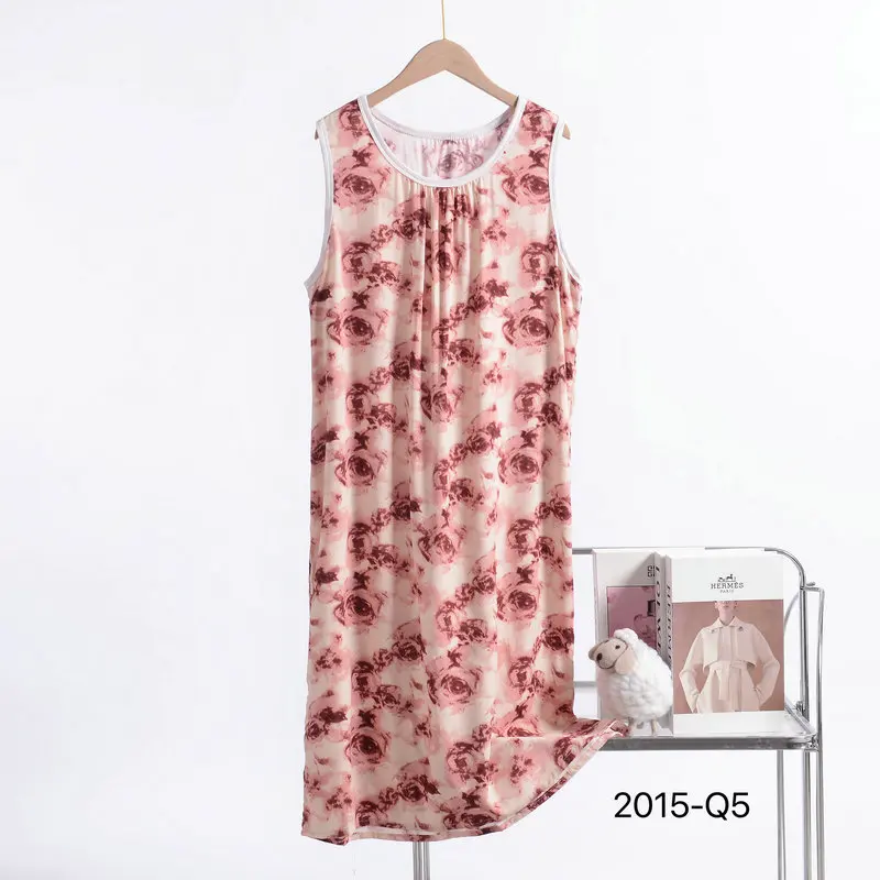 Poplin sleepdress Plus size summer women's dress sleeveless tank dress Flowers nightdress XL to 6XL homewear clothing women nightgowns women nightdresses women pajamas sleeping dress
