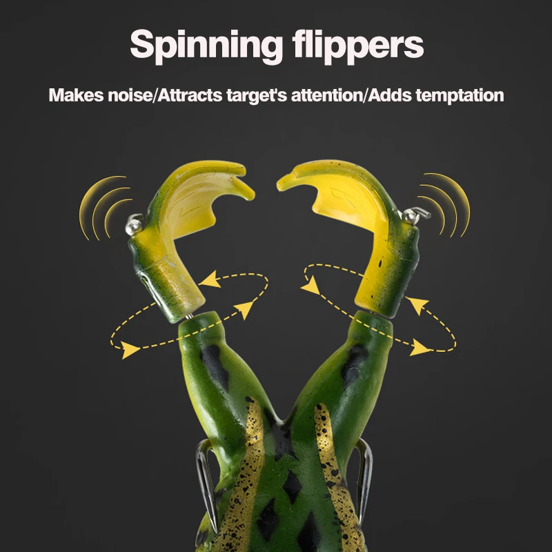 Silicone Frog Fishing Lure 13g/16g Double Propeller Legs Soft Frog Bait for Pike Bass Artificial Frog Bait Topwater Wobblers