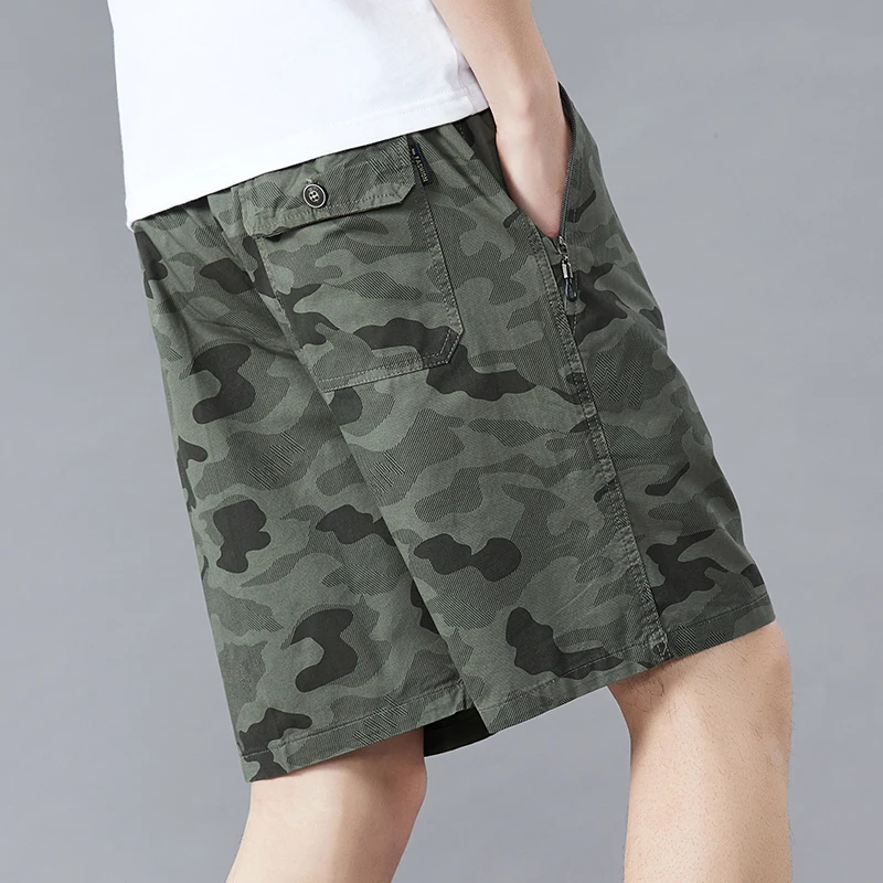 Men Camouflage Short Pants Bermuda Shorts Baggy Plus Size Zipper Pocket Summer Hot Cotton Linen 6XL Hawaii Beach Swimsuit Shorts
