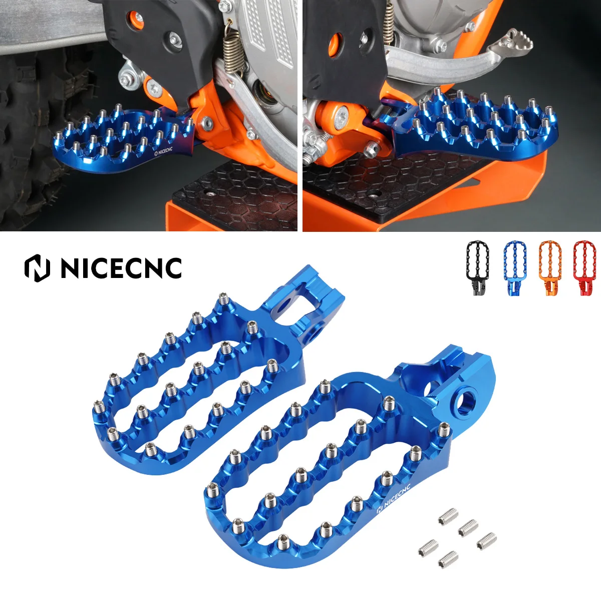 

NiceCNC Wide Foot Rest Pegs Footrest Footpeg for Husqvarna TE FE TX FX TC FC 125-501 250 300 350 450 2017-2023 Enlarged Pedals