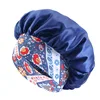 Women's Satin Solid Sleeping Hat Night Sleep Hair Care Bonnet Nightcap Silky Shower Caps Elastic Flower Print Band Unisex Cap 2