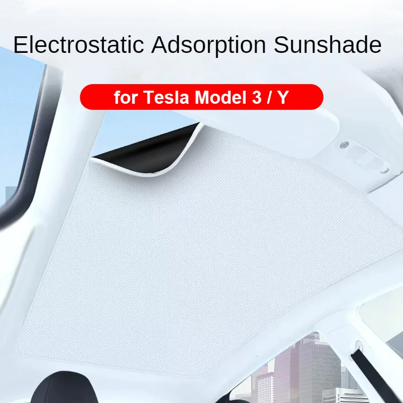 for Tesla Model 3 Y 2023 Roof Sun Shade Car Sunroof Sunshade Electrostatic  Adsorption Glass Roof Shading UV Blocking Protection