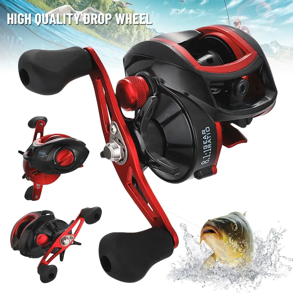 

New Left And Right Speed Ratio 8:1:1 Hit Black Fishing Reel Water Drop Wheel Line Cup
