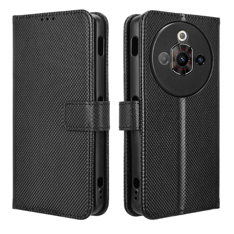 Diamond Pattern Luxury Wallet Leather Strap with Magnetic Case
