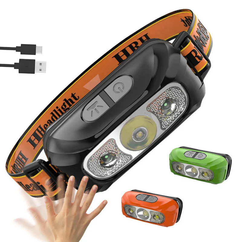 

Mini Rechargeable Powerful Sensor Headlamp Fishing Camping USB Head Flashlight COB LED Head Light Torch Headlights Front Lantern