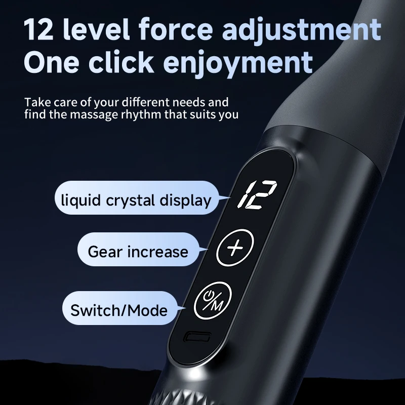 Portable Long-Handle Handheld Deep Tissue Massager Fascia Gun with Adjustable Speed Percussion for Body Neck Back Leg