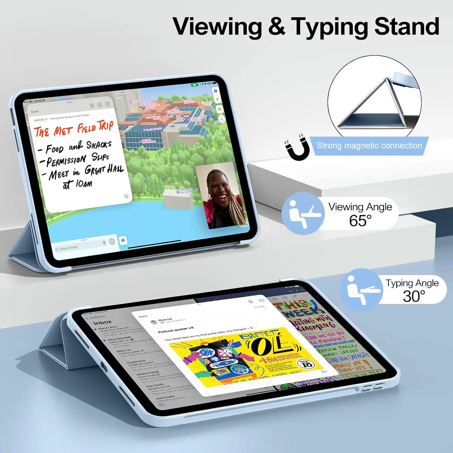 Premium Tri-fold Flip Case with Auto Sleep/Wake and Soft Protective Cover