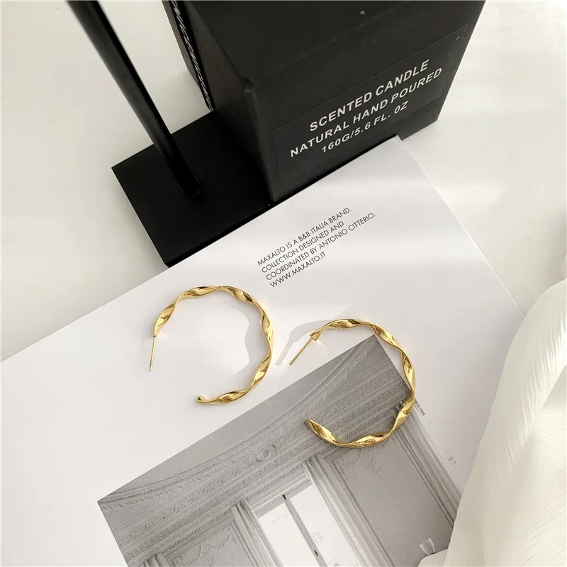 Серьги-кольца женские из нержавеющей стали в форме волны