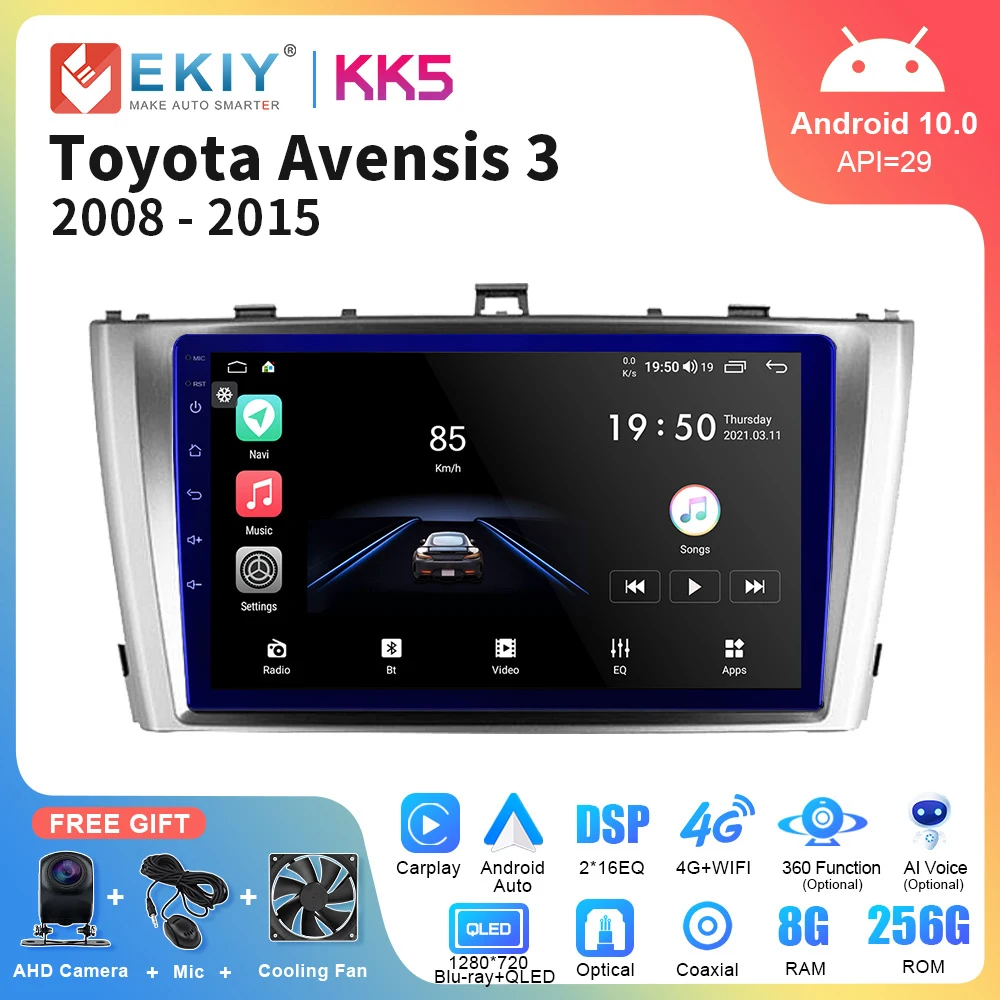 

EKIY KK5 Android Car Radio For Toyota Avensis T27 2009-2015 GPS Navigation Multimedia Player Carplay QLED Touch Screen DSP Auto