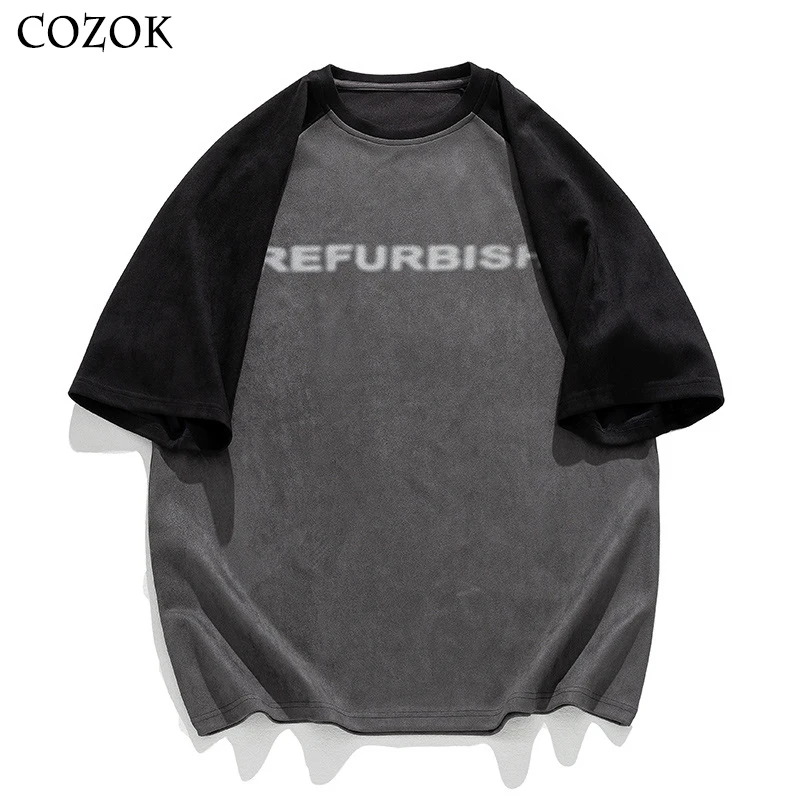 

Suede With Short Sleeve T-shirt Men's/Women Spring Summer Fashion Brand Vintage Print Casual Large Size Short-Sleeved Tshirt Top