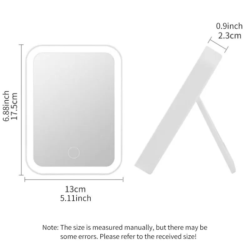 Makeup Mirror USB Portable Compact LED Vanity Mirror with Touch Screen Dimming