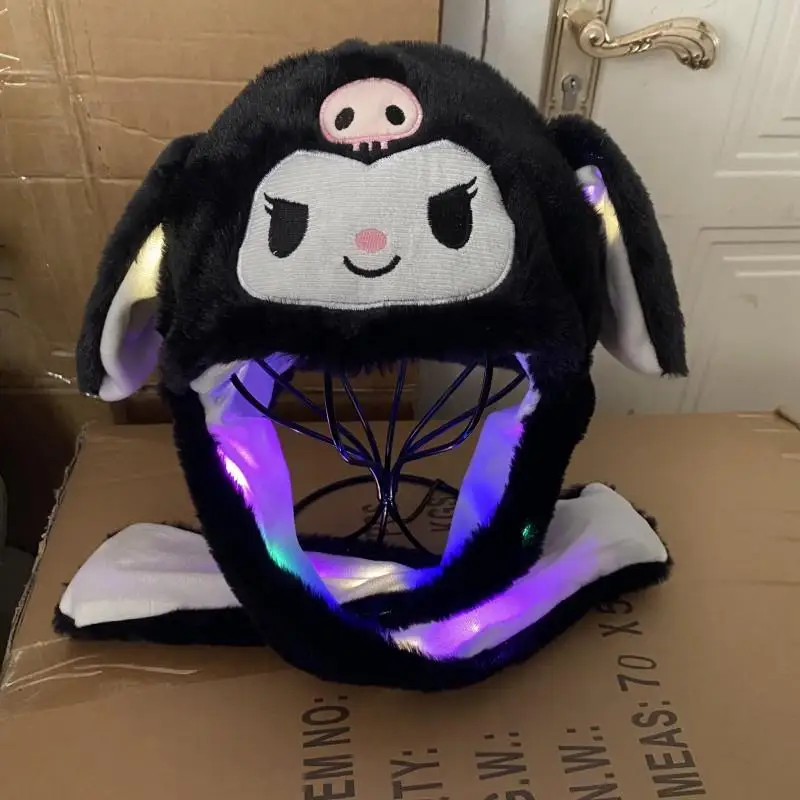 

Sanrios Милая мультяшная шапка Kuromi Cinnamoroll аниме плюшевая движущаяся шапка My Melody зимняя кавайная светящаяся шапка Hellokitty Y2K подарок для девочки