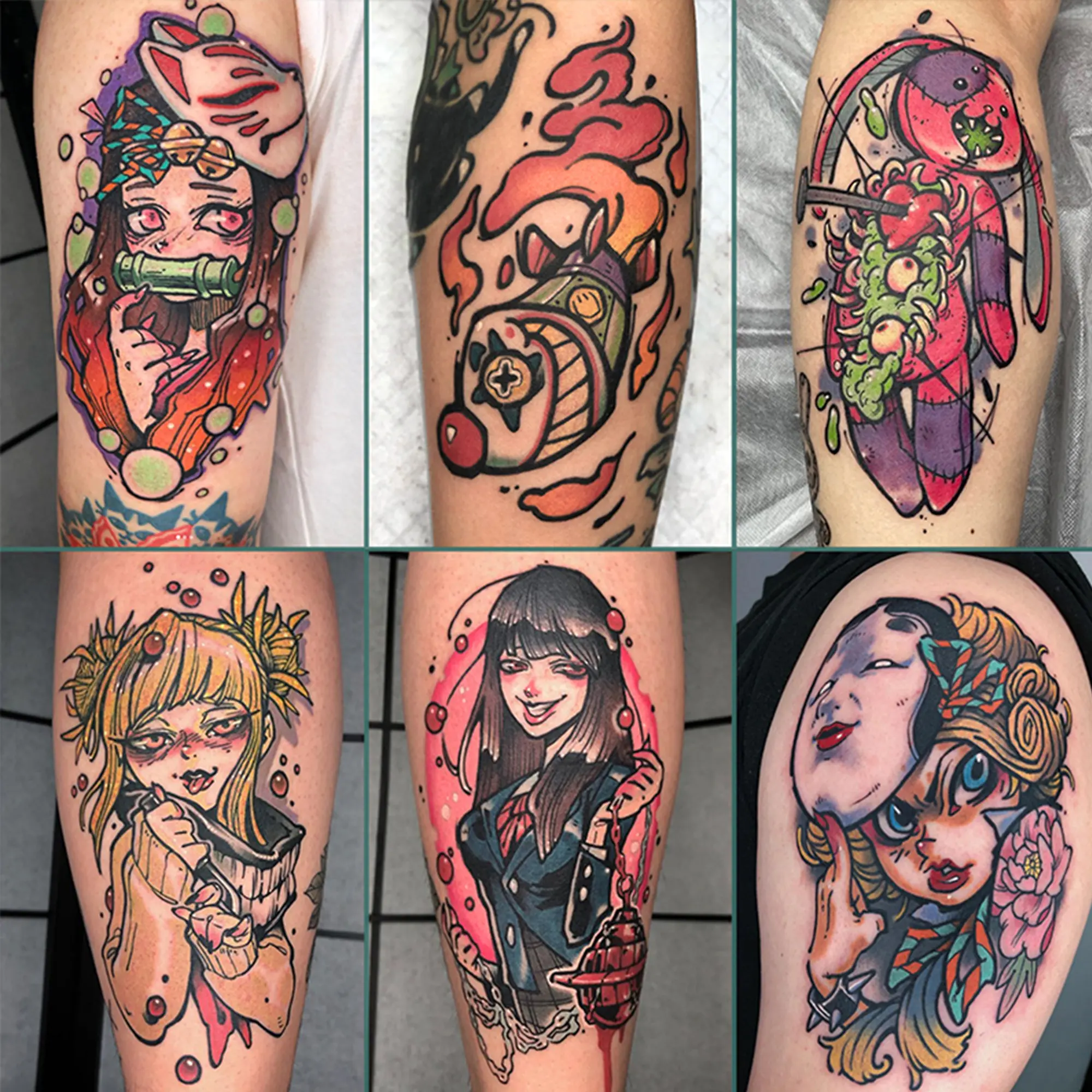 

Darkness Anime Temporary Tattoo(set of 9), Cartoon Temporary Tattoo, Fake Tattoo