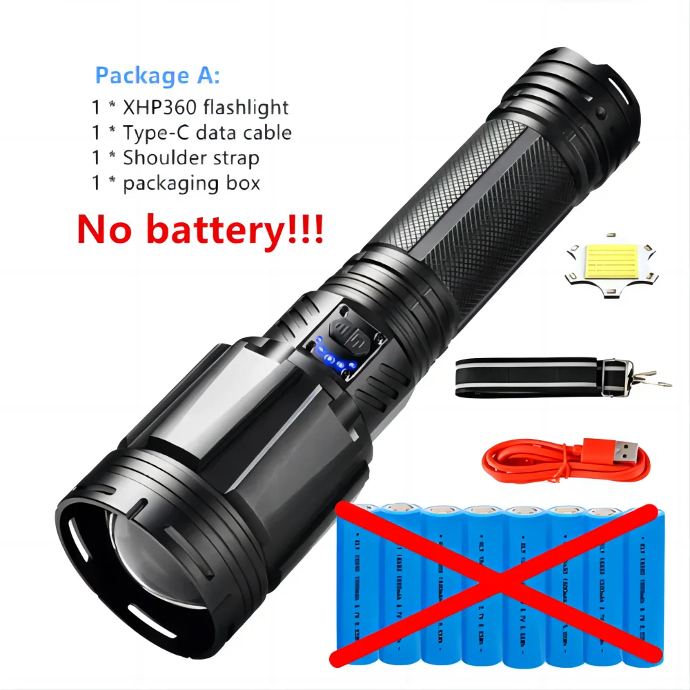 مصباح يدوي تكتيكي عالي الأداء، مزود بمصدر ضوء مزدو...