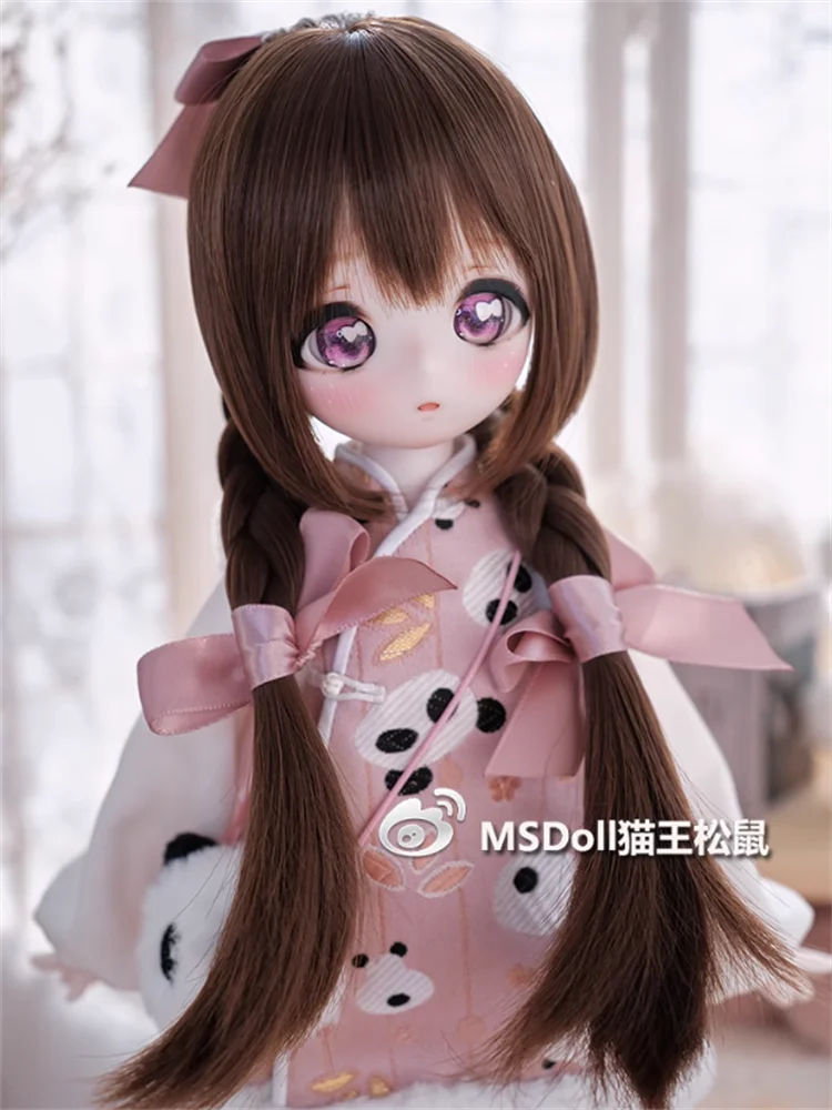 New Arrival BJD Doll Wigs Long Hair For 1/3 1/4 MDD DD Dolls Sweet Double Ponytail Hair Accessories Brown White Black Gold Pink