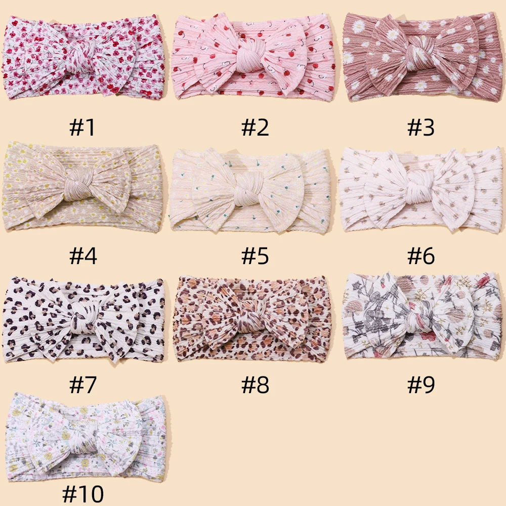 2023 New Cable Knit Hair Bows Girl Rubber Bands for Kids Print Style Baby Girl Headband Toddler's Hairbands Baby Accessories