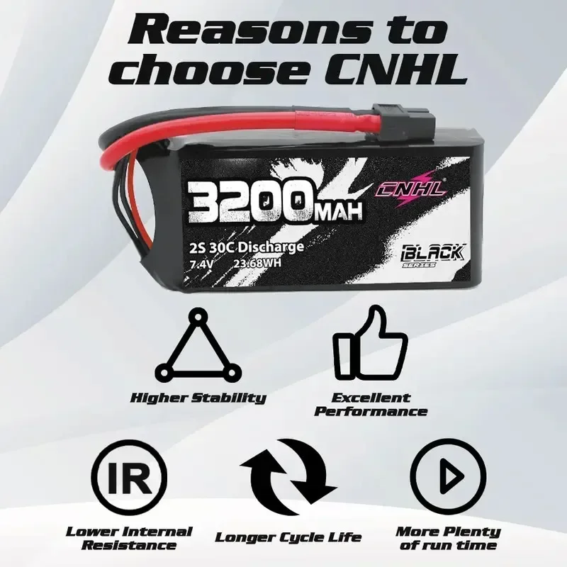 Batterie Lipo CNHL 2S 3S 4S 3200mAh 30C XT60 pour RC