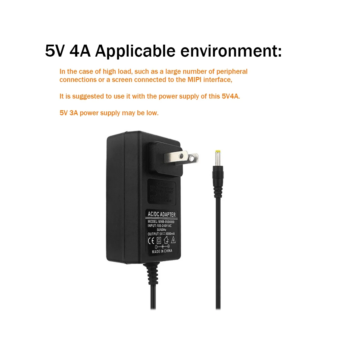 5V 4A Adapter Charger for Orange 4/4B/4Lts Development Board Adapter US