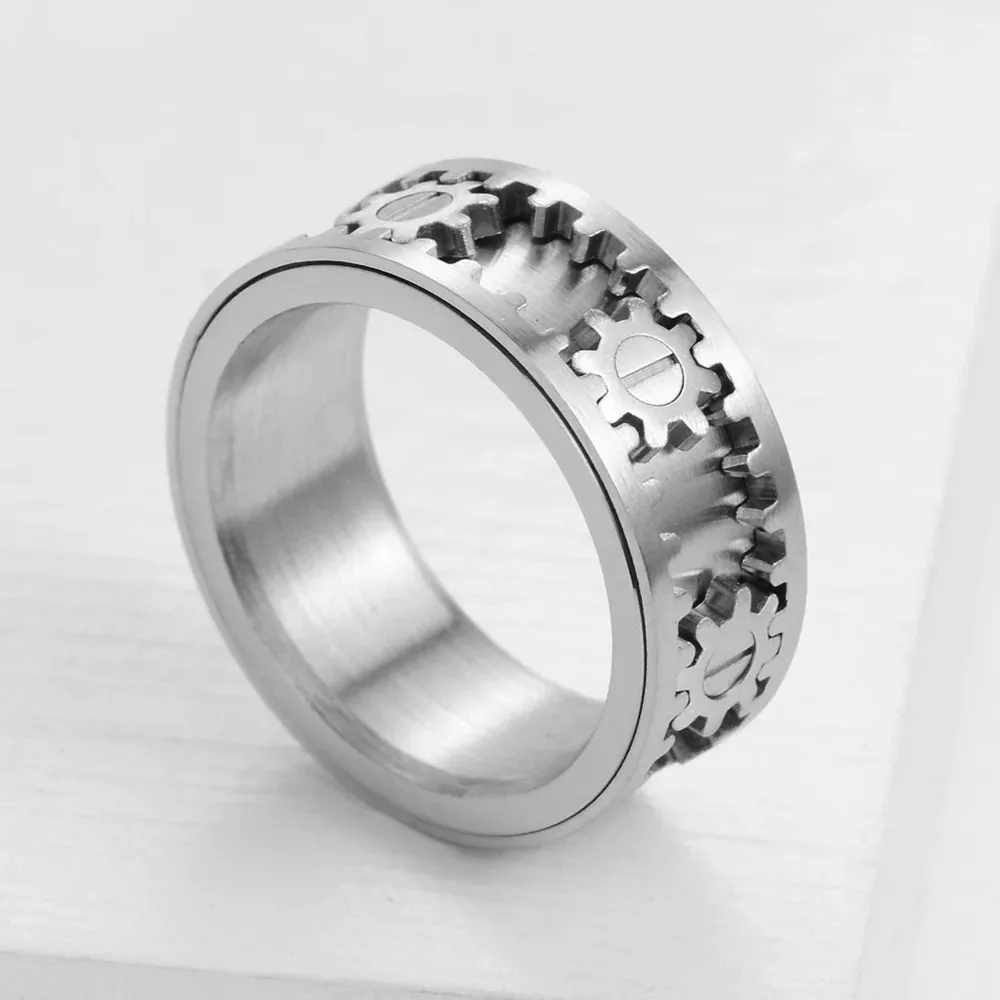 Men's Titanium Steel Rotatable Anti-Anxiety Gear Ring