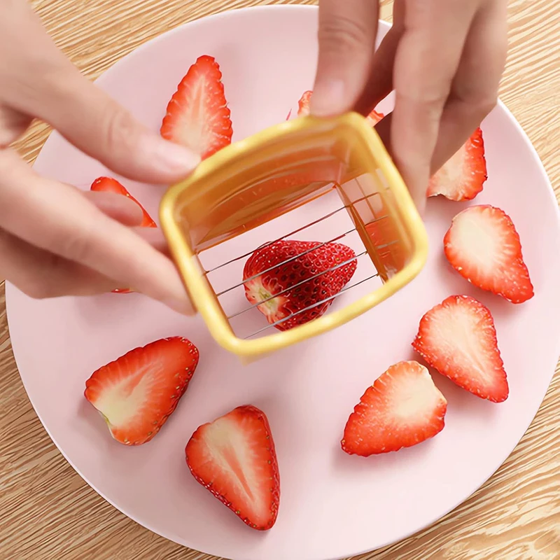 Vegetable slicer fruit slicer vegetable cutter Cup Slicer Strawberry Slicer Stainless Steel Egg Banana Quickly Make Fruit Vegetable Cutter Creative Kitchen Gadge