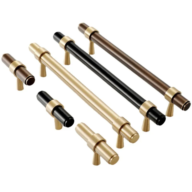 

Solid Pure Brass Funiture Handles T-Bar Wardrobe Drawer Knob Pulls Luxury Living Room Door Handles Kitchen Decorarion Handles