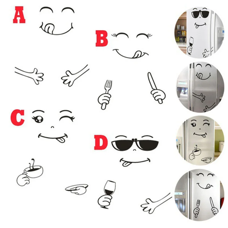 Sunglasses Smiling Face Waterproof Cartoon Wall Decals for Creative Home Decoration