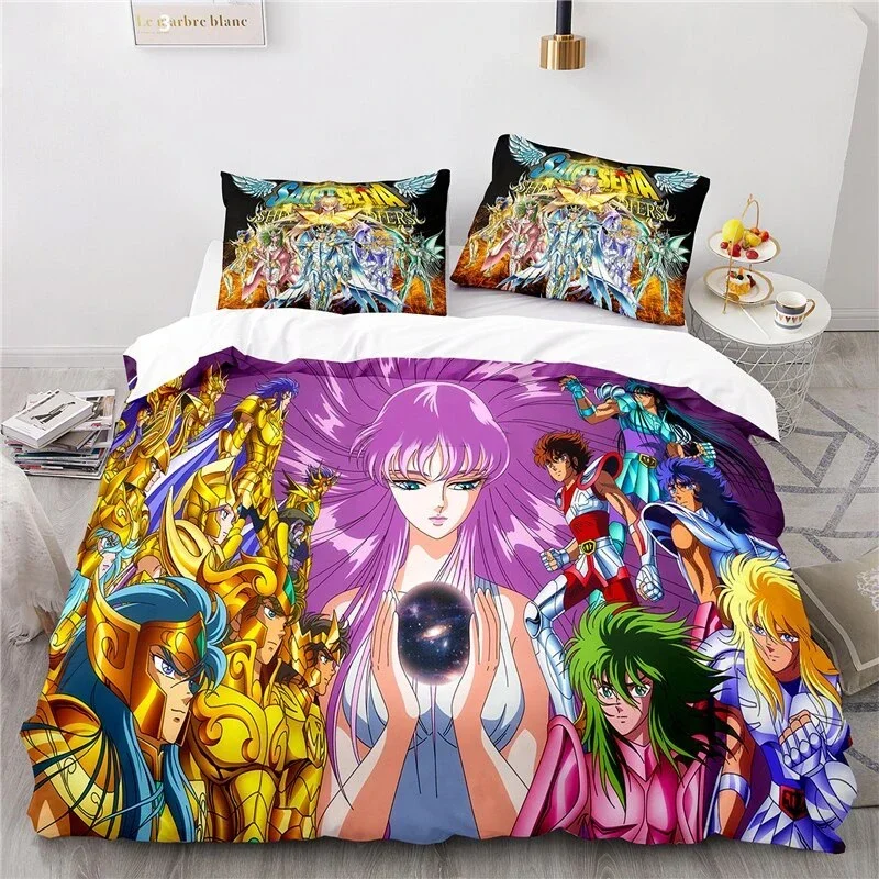 Anime Saint Seiya Bedding Set Duvet Cover Bedroom Comforter Covers Single Twin King ​Size Quilt Cover Home Textile 2/3PCS 2