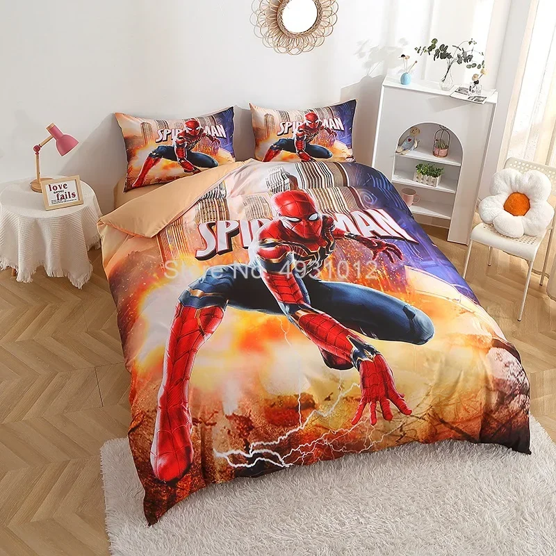 Anime Hot Spiderman Avengers Mc Queen Car Baby Bedding Set Duvet Cover Children Boys Kids Adult Bedclothes Birthday Gift