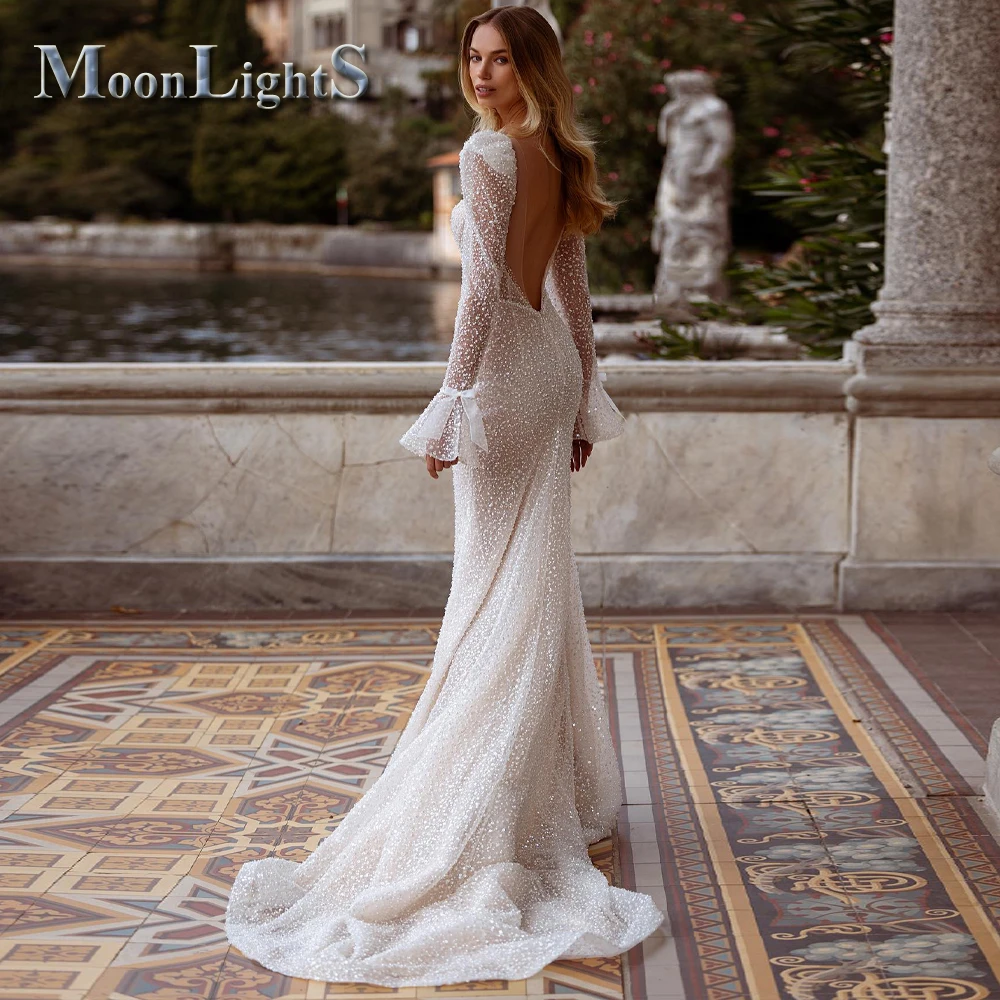 Moonlight Beaded Fishtail Wedding Dress Moonlight Sparkly Zipper