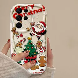 Charming 3D Father Christmas Tree Wave Phone Case for S22 (1)